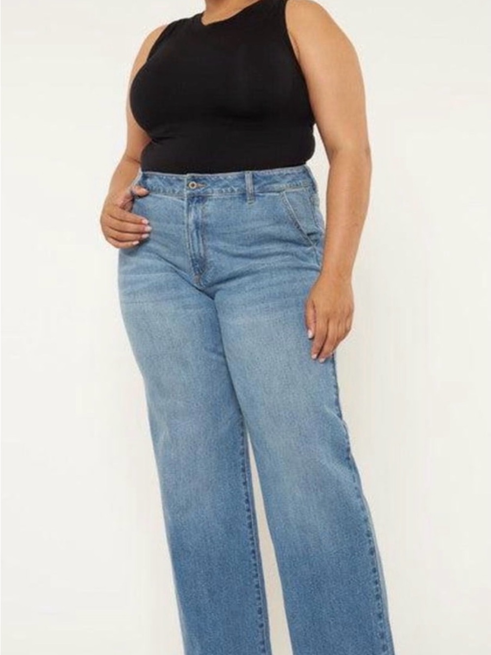 Kancan plus high-rise trouser, wide leg jeans